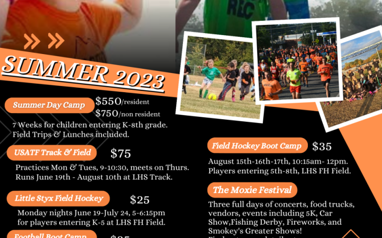 Flyer listing Summer Events